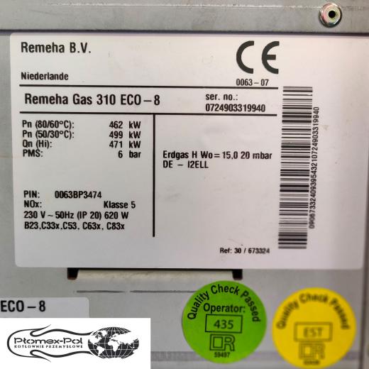 Kocioł kondensacyjny gazowy Remeha Gas 310 460 kW | Sprzedaż