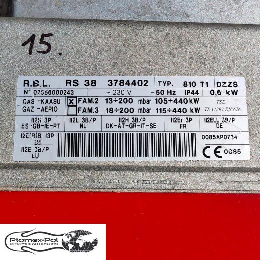 Używany Palnik Gazowy Riello RS 38 (105-440kW) – Duża Moc