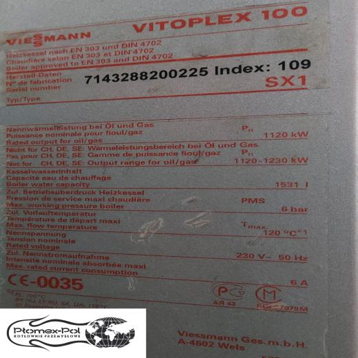 Kocioł Viessmann Vitoplex 100 1120 kW – palnik i sterowanie | Olej/Gaz